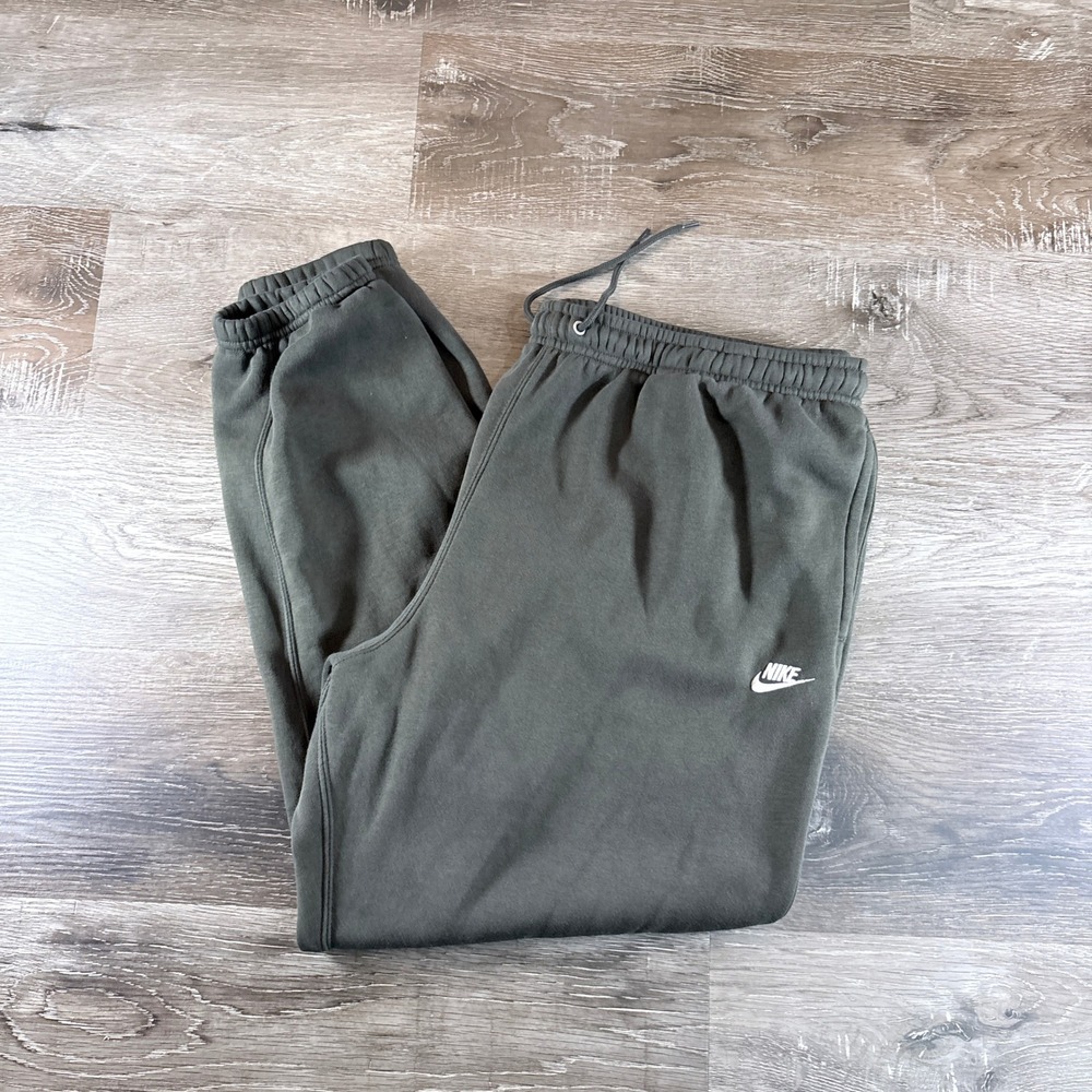 Nike Club Men's Cuffed Brushed Fleece Pants Green Size 2XL *READ*